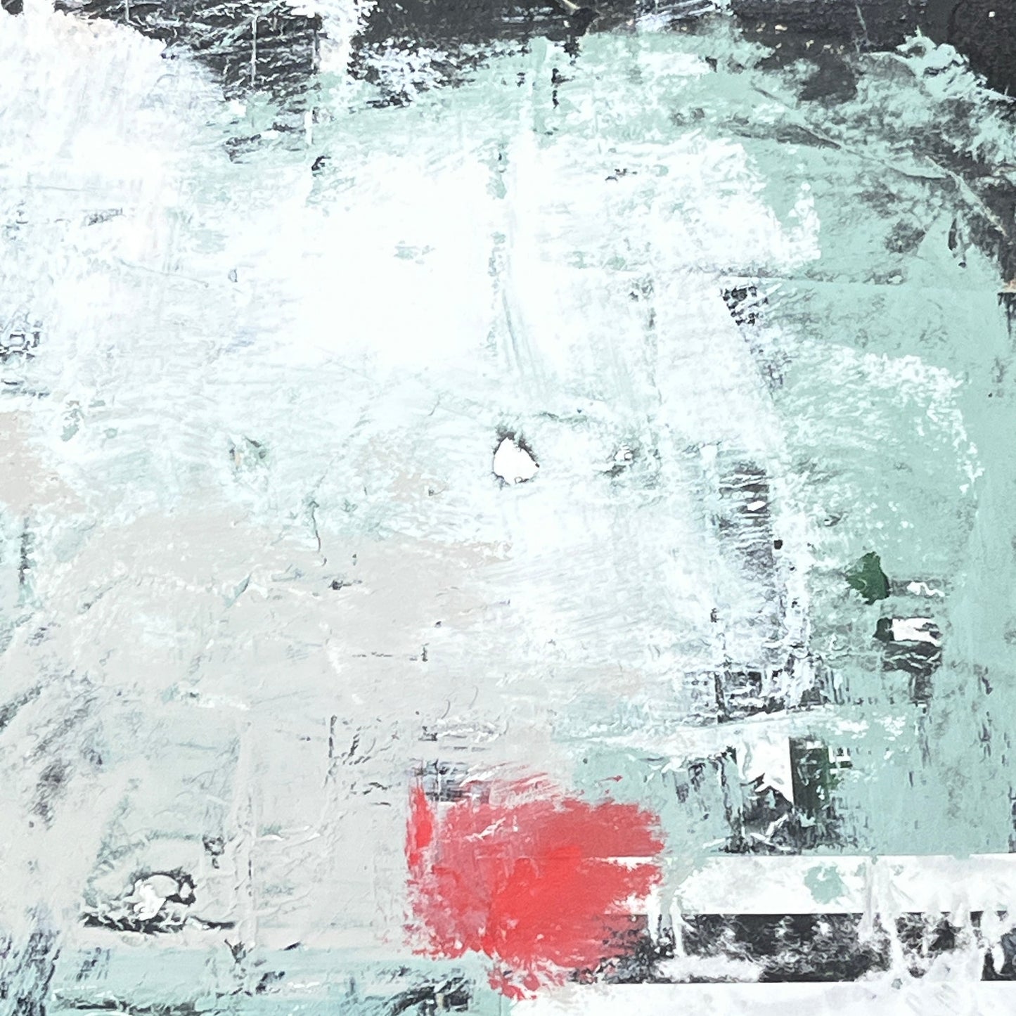 Original Grunge Minimalist Modern Art Collage Painting 8.5x11 "Are's" Signed