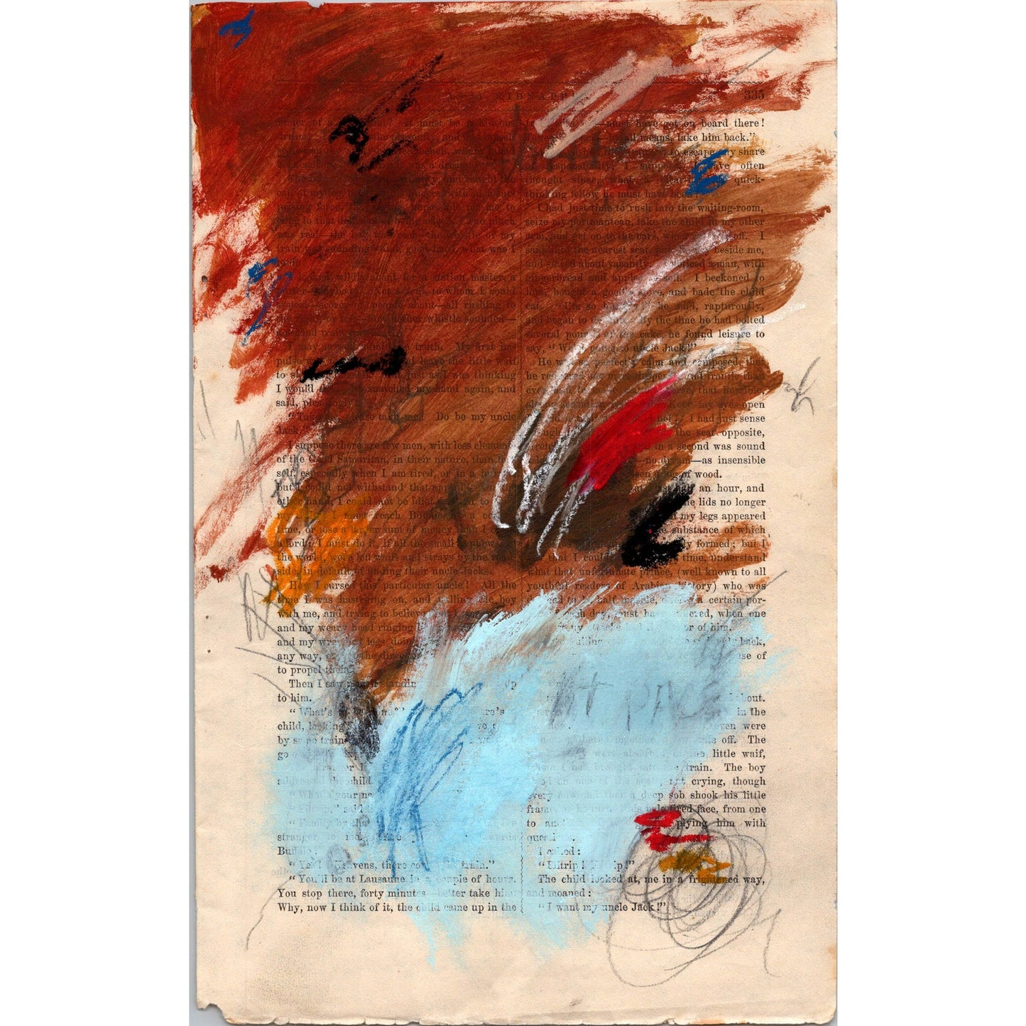 Original Abstract Modern Art Painting on Paper from 1878 Magazine #12 Signed