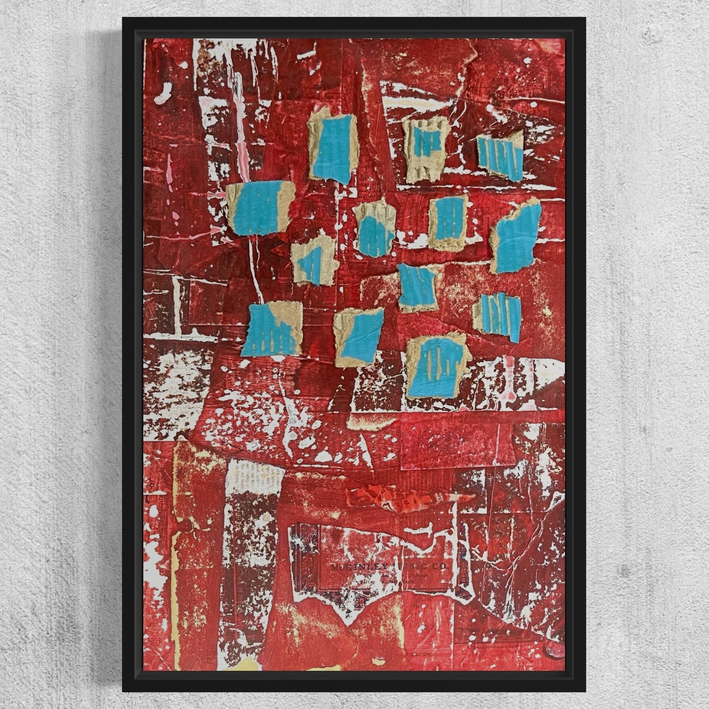 Original Framed Mixed Media Modern Art Collage Painting 12x18 "Squall"