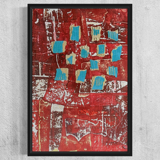 Original Framed Mixed Media Modern Art Collage Painting 12x18 "Squall"