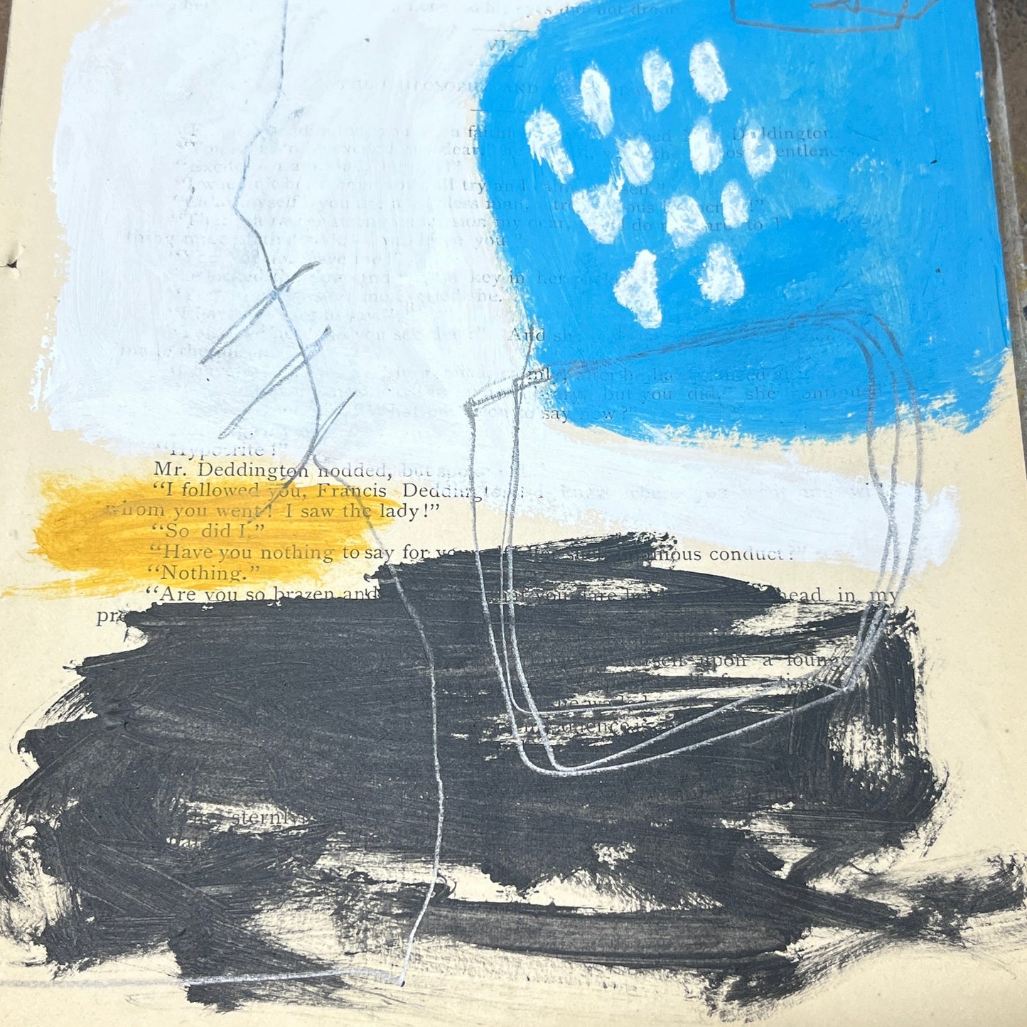 Original Abstract Modern Art Painting on Paper from 1875 Magazine #5 Signed