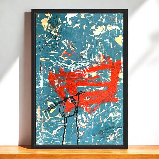 Original Framed Mixed Media Modern Art Collage Painting 12x18 "Hypsometer"