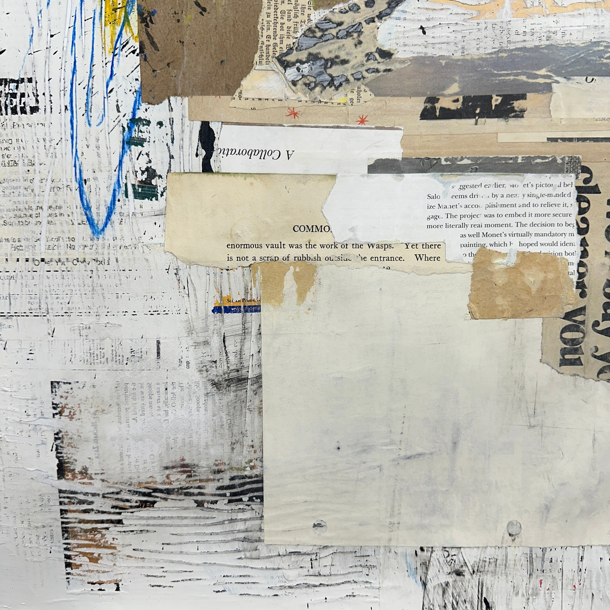 Original Mixed Media Modern Art Collage Painting 18x24 "Lasher" Signed