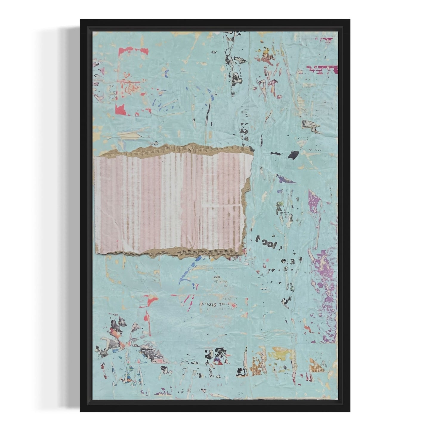Original Framed Mixed Media Modern Art Collage Painting 12x18 "Peppermint Stick"