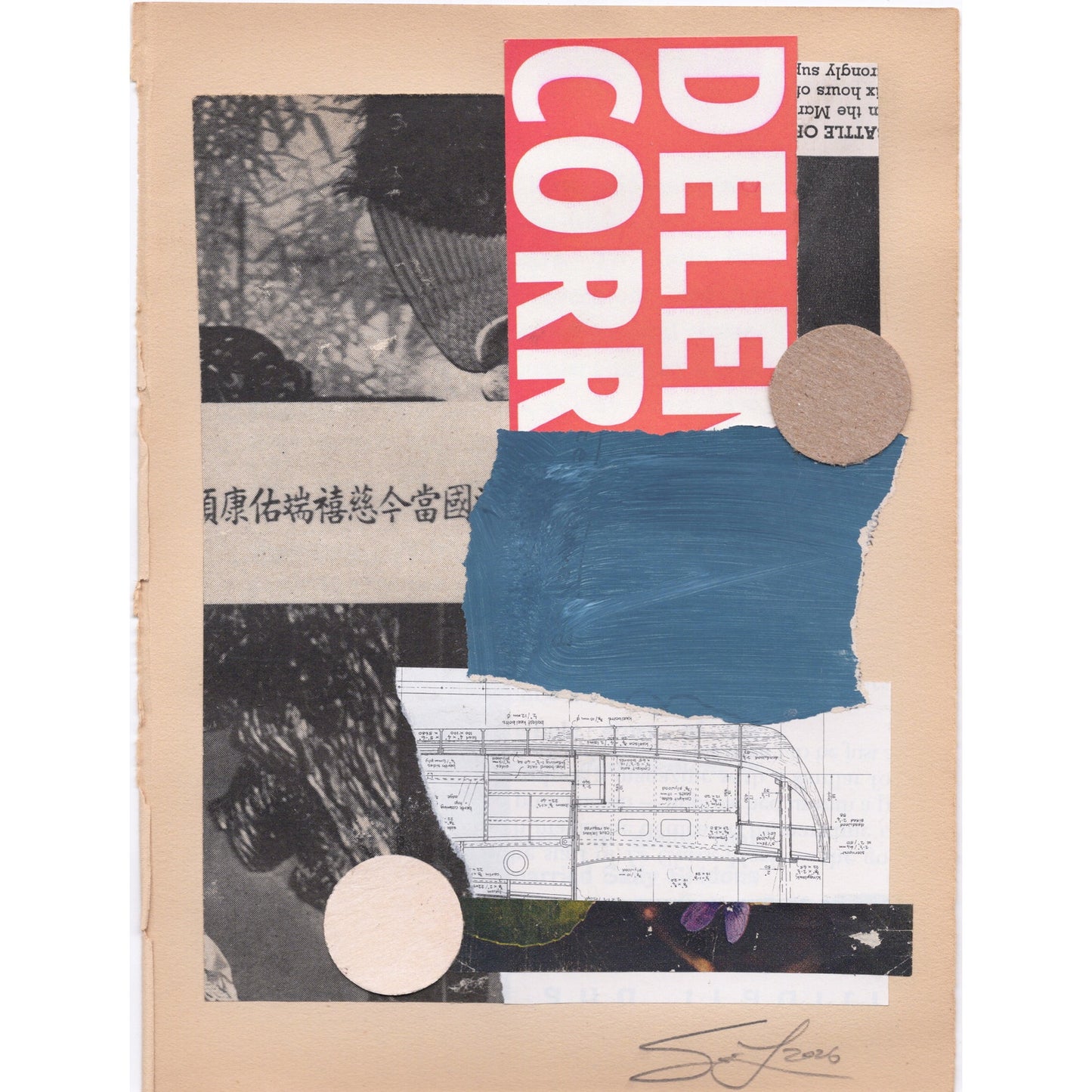 Original Mixed Media Modern Art Collage "Varietist" 5.75x7.5" Signed