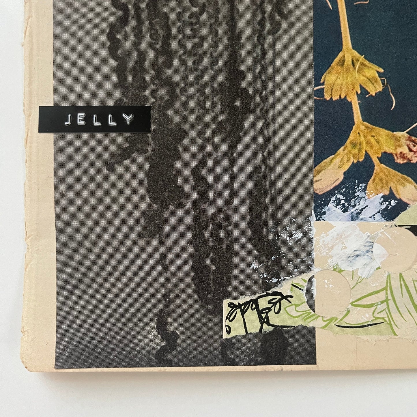 Original Mixed Media Modern Art Collage "Jelly" 7x10.25" Signed