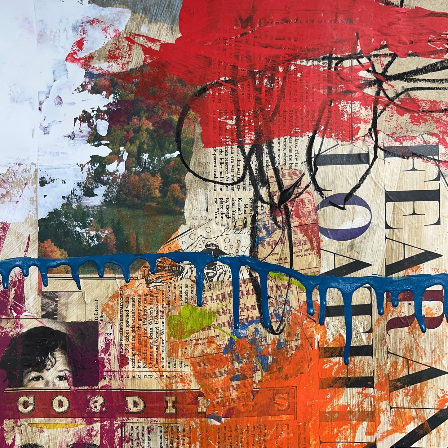 Original Mixed Media Modern Art Painting 18x24 "Fear and Loathing" Signed