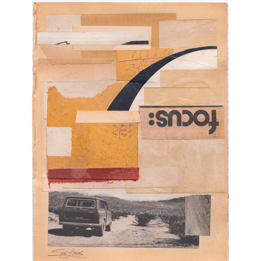 Original Mixed Media Modern Art Collage "Focus" 5.75x7.5" Signed