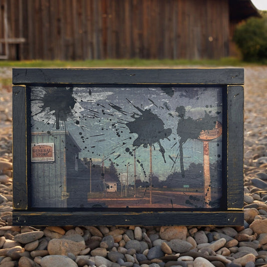 Original Framed Mixed Media Photo Art 8x11" Abandoned General Store Shevlin MN