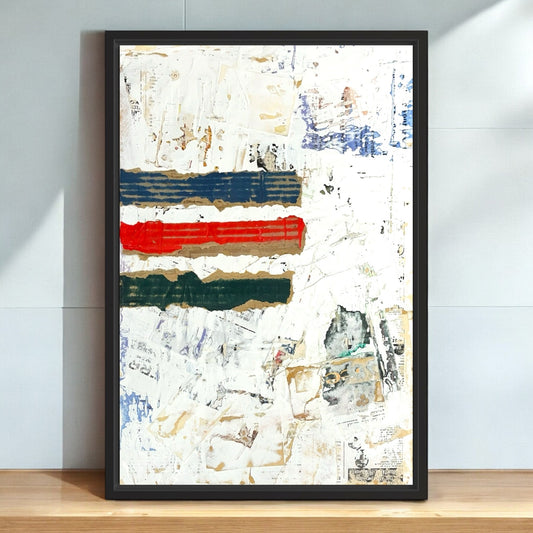 Original Framed Mixed Media Modern Art Collage Painting 12x18 "Pannage"