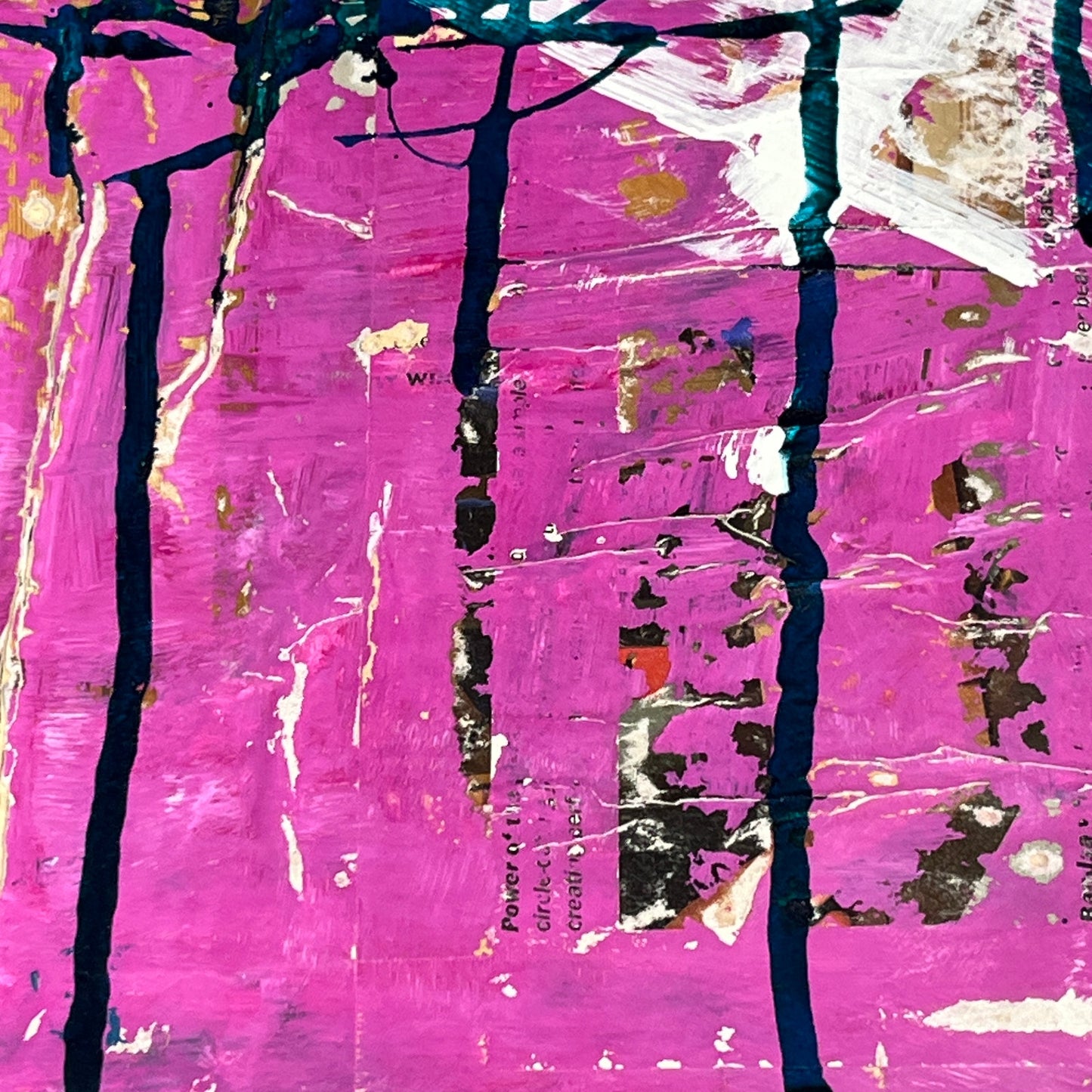 Original Framed Mixed Media Modern Art Collage Painting 12x18 "Undermine"