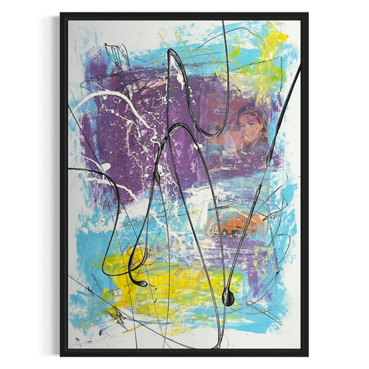 Original Mixed Media Abstract Art Painting 18x24 “c1945 Allied Van Lines Ad"