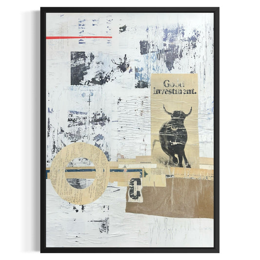 Original Mixed Media Modern Art Collage Painting 18x24 "Good Investment" Signed