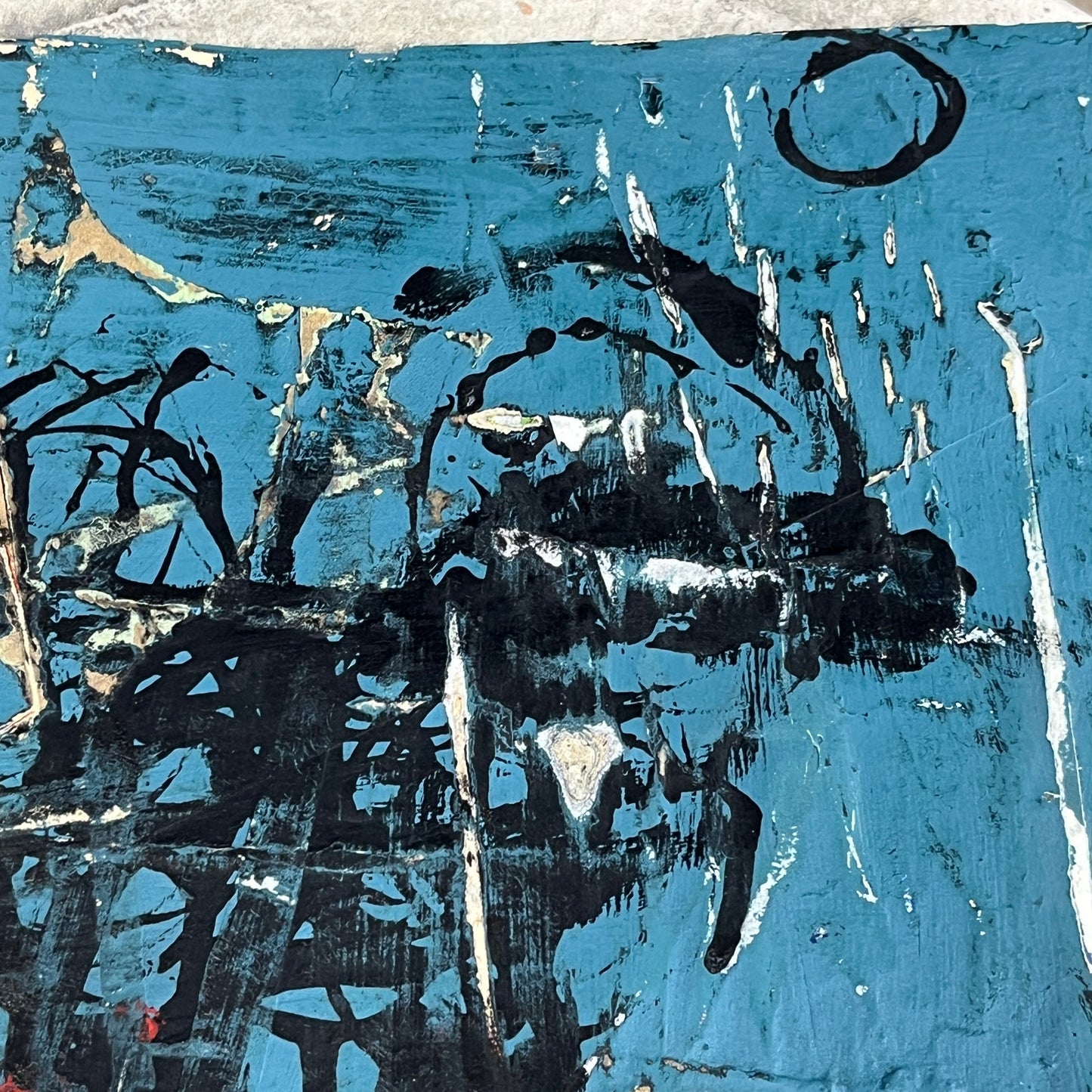 Original Grunge Minimalist Modern Art Collage Painting 8.5x11 "Epuration" Signed