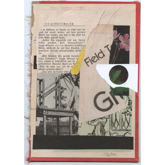 Original Mixed Media Modern Art Collage "Impecunious" 5.5x8" Signed