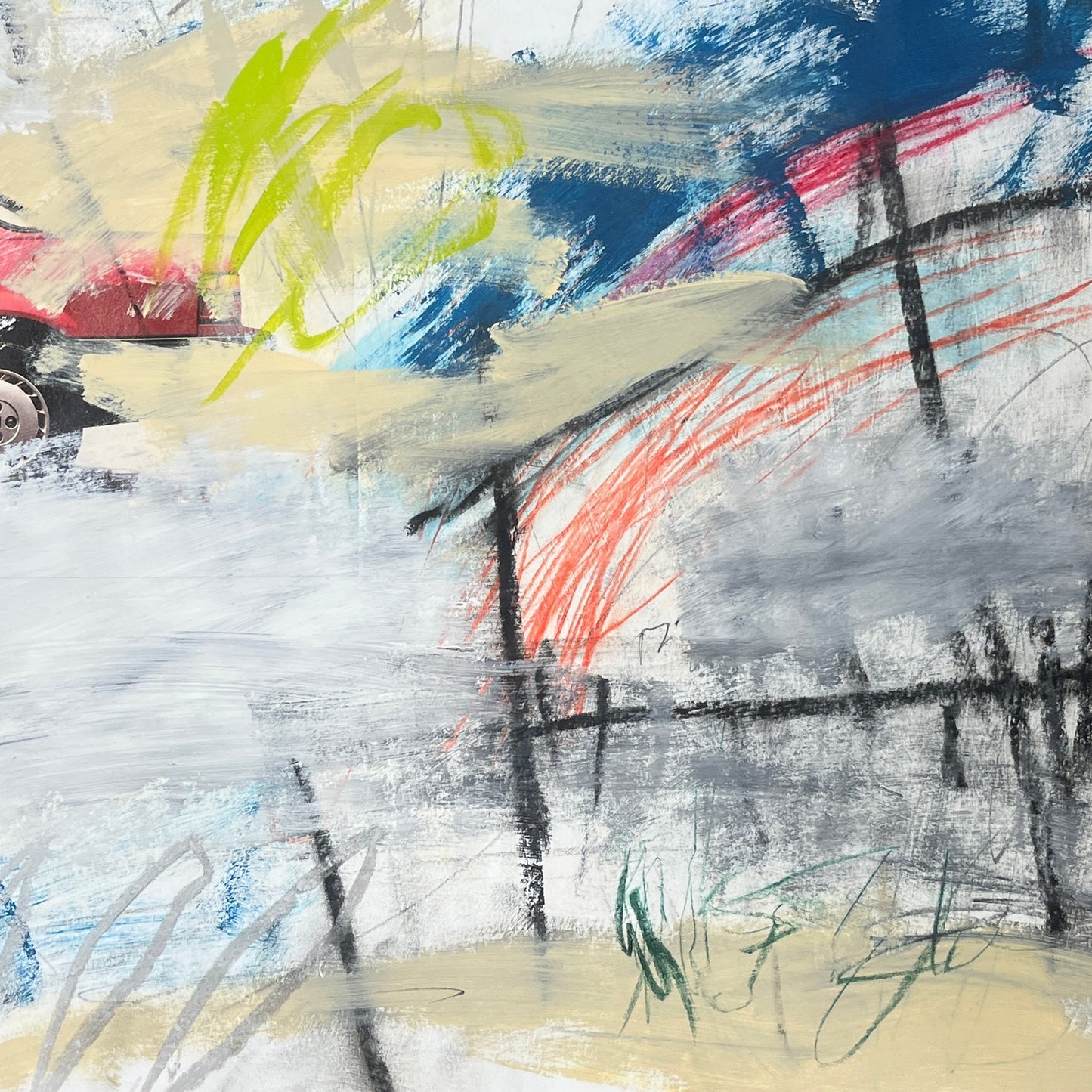 Original Mixed Media Abstract Modern Art Painting 18x24 "Songket" Signed