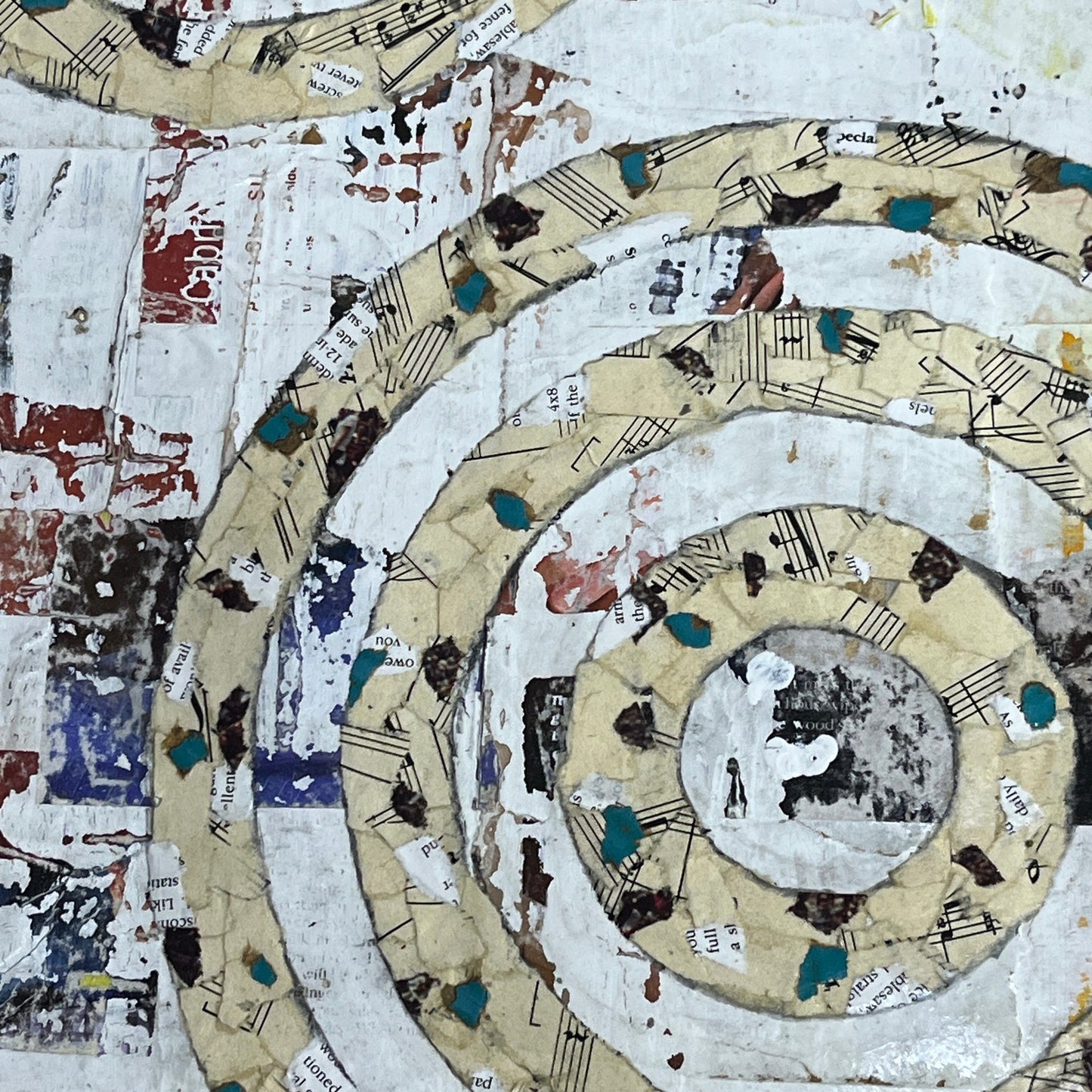 Original Framed Mixed Media Modern Art Collage Painting 12x18 "Gyrate"
