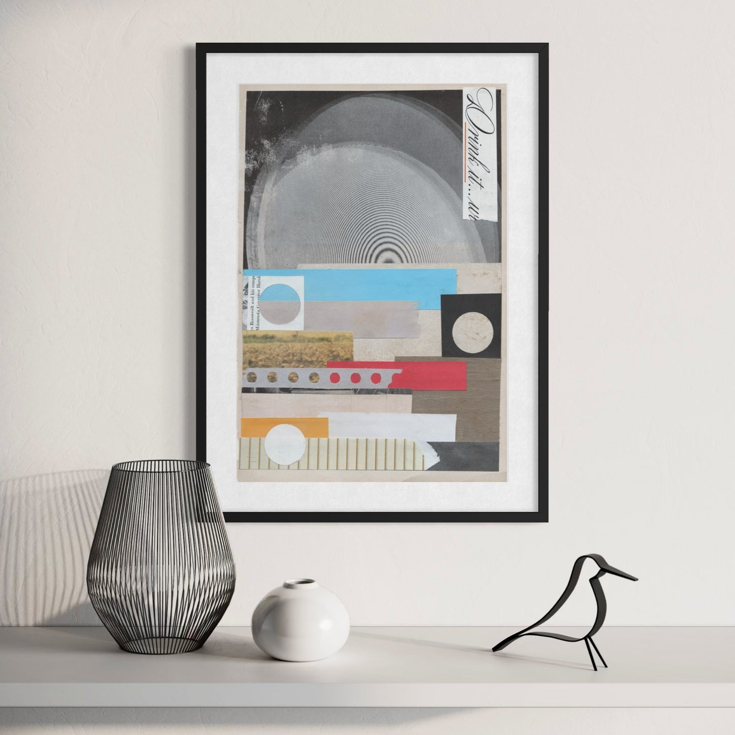 Original Mixed Media Modern Art Collage "Epilate" 6.25x9.5" Signed