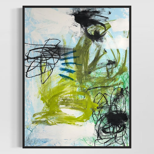 Original Mixed Media Abstract Modern Art Painting 18x24 "Flânerie" Signed