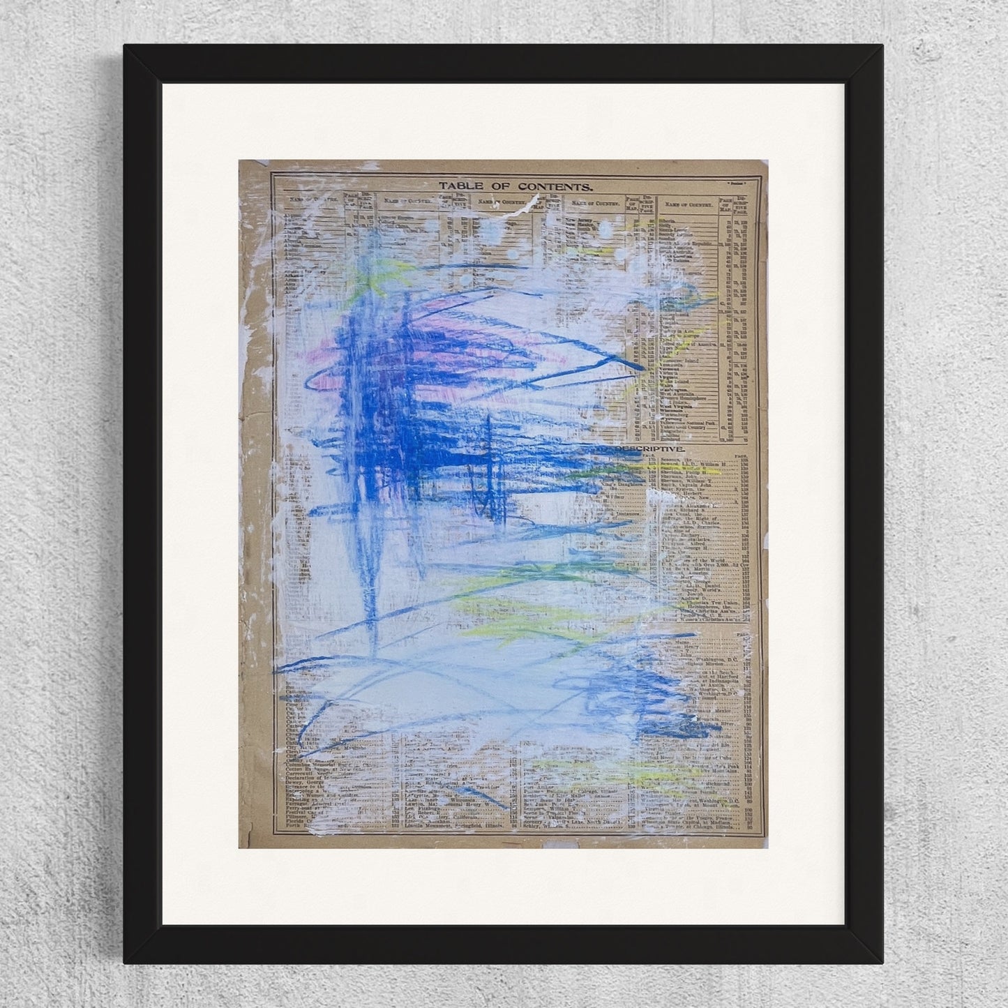 Original Mixed Media Abstract Art Painting "Sacred Pasture" On 1800s Atlas Page