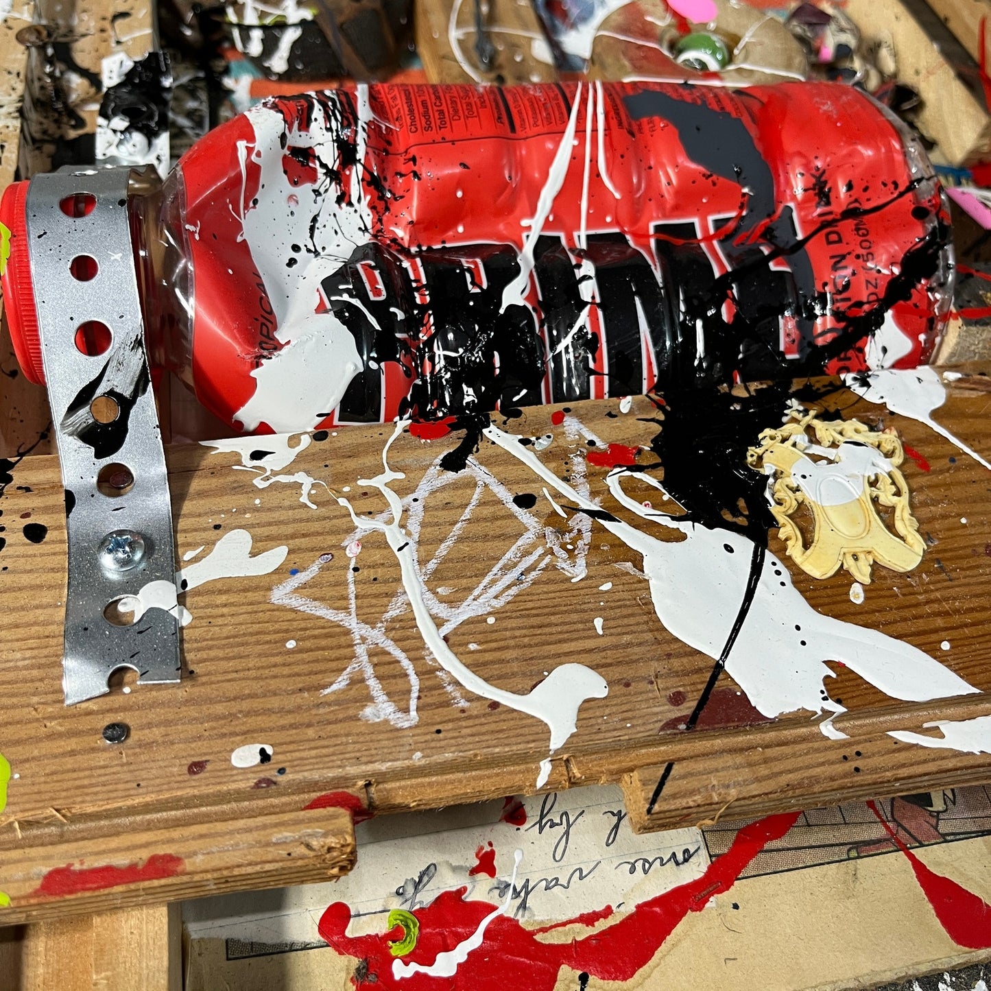 Original Abstract Collage Assemblage Combine Art Painting 16x20 "Restoration"