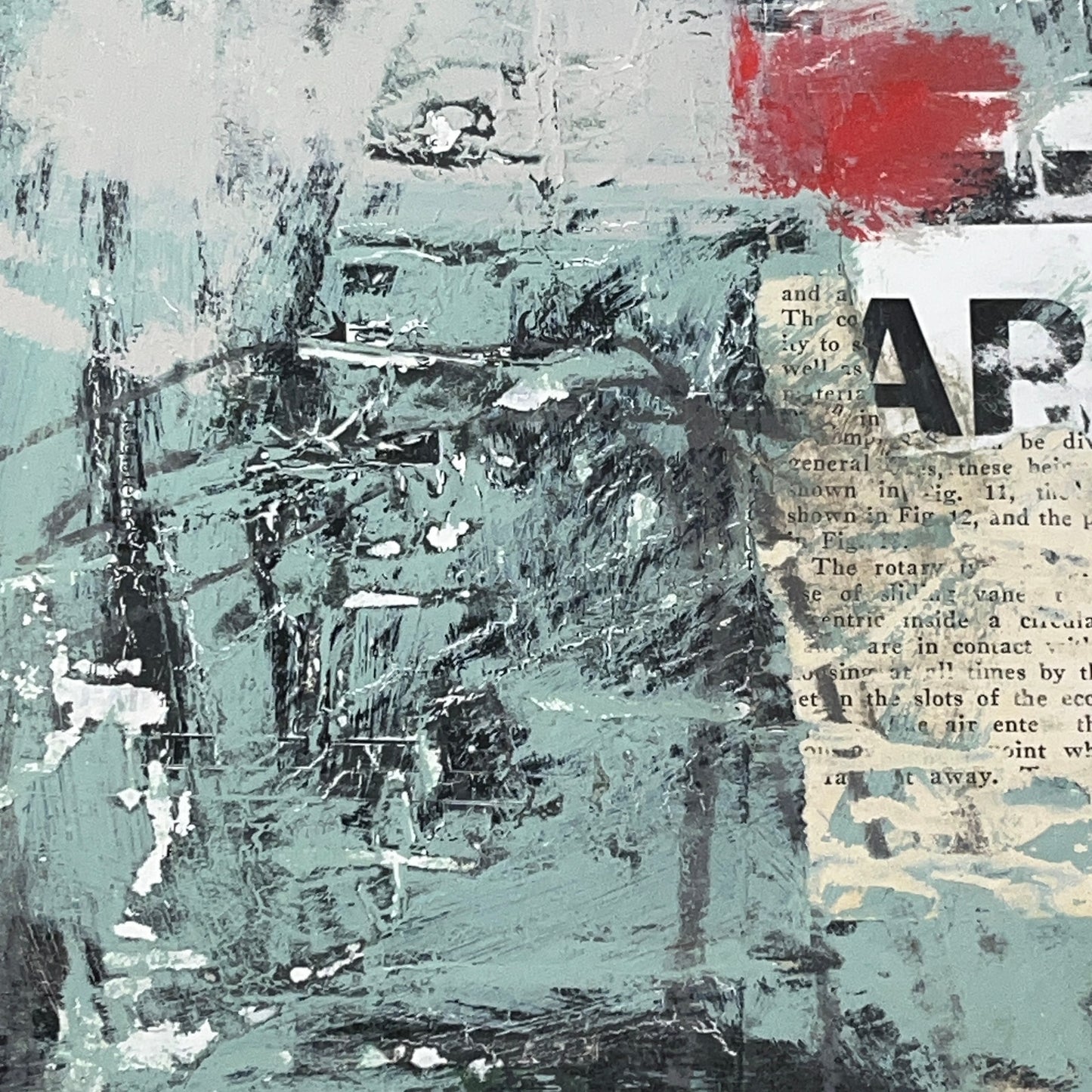 Original Grunge Minimalist Modern Art Collage Painting 8.5x11 "Are's" Signed