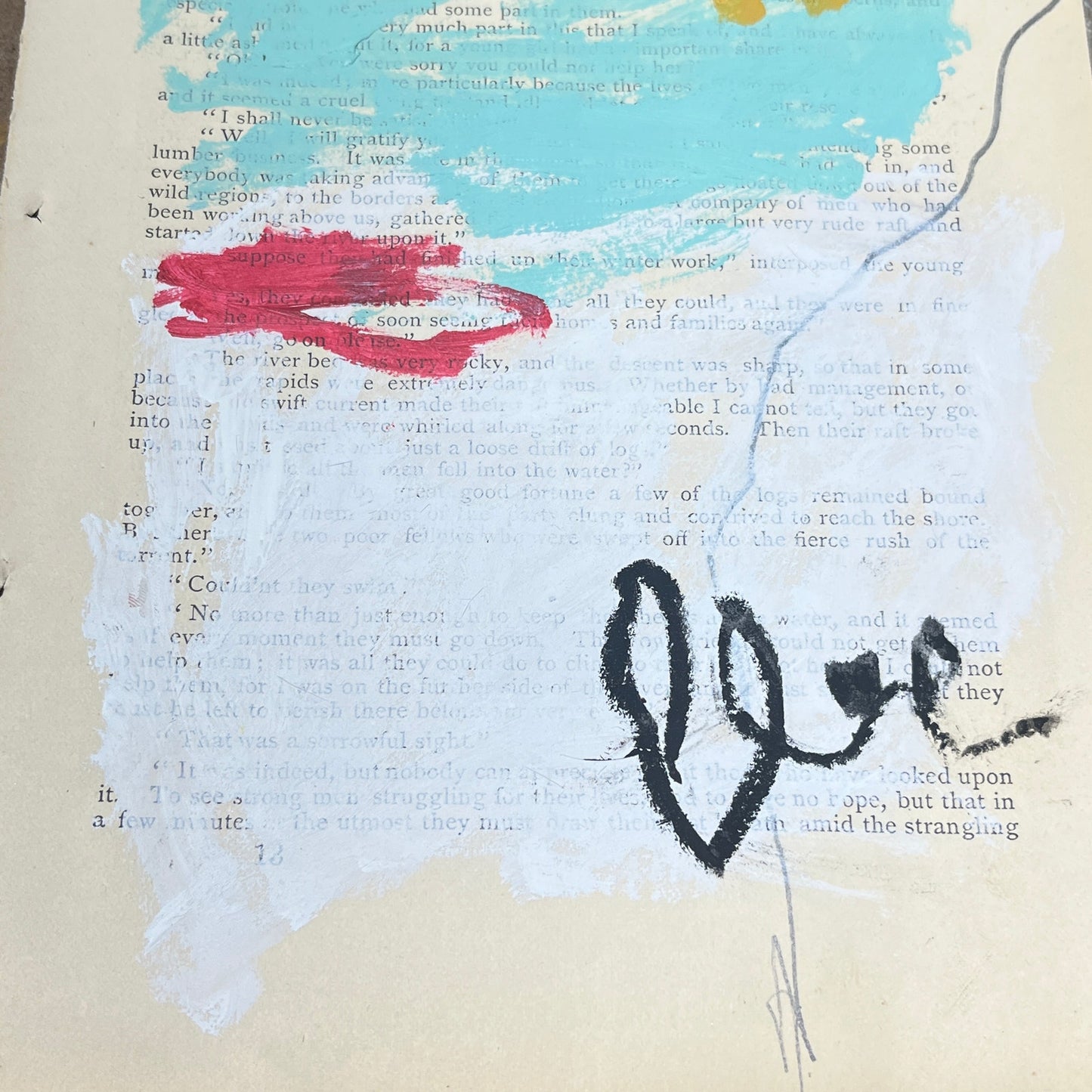 Original Abstract Modern Art Painting on Paper from 1875 Magazine #4 Signed