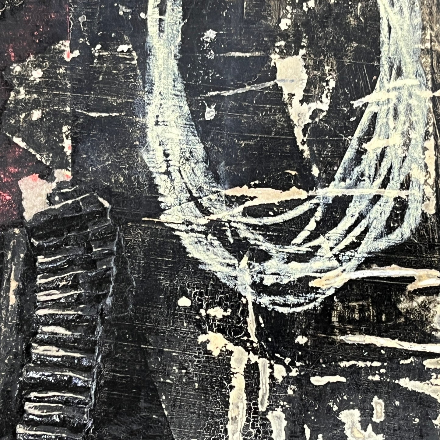 Original Grunge Minimalist Modern Art Collage Painting 8.5x11 "Ahull" Signed