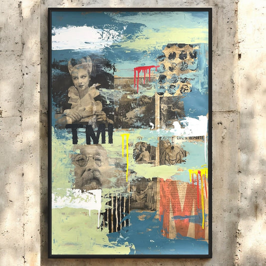Original Mixed Media Abstract Modern Art Painting 24x36 "TMI" Signed