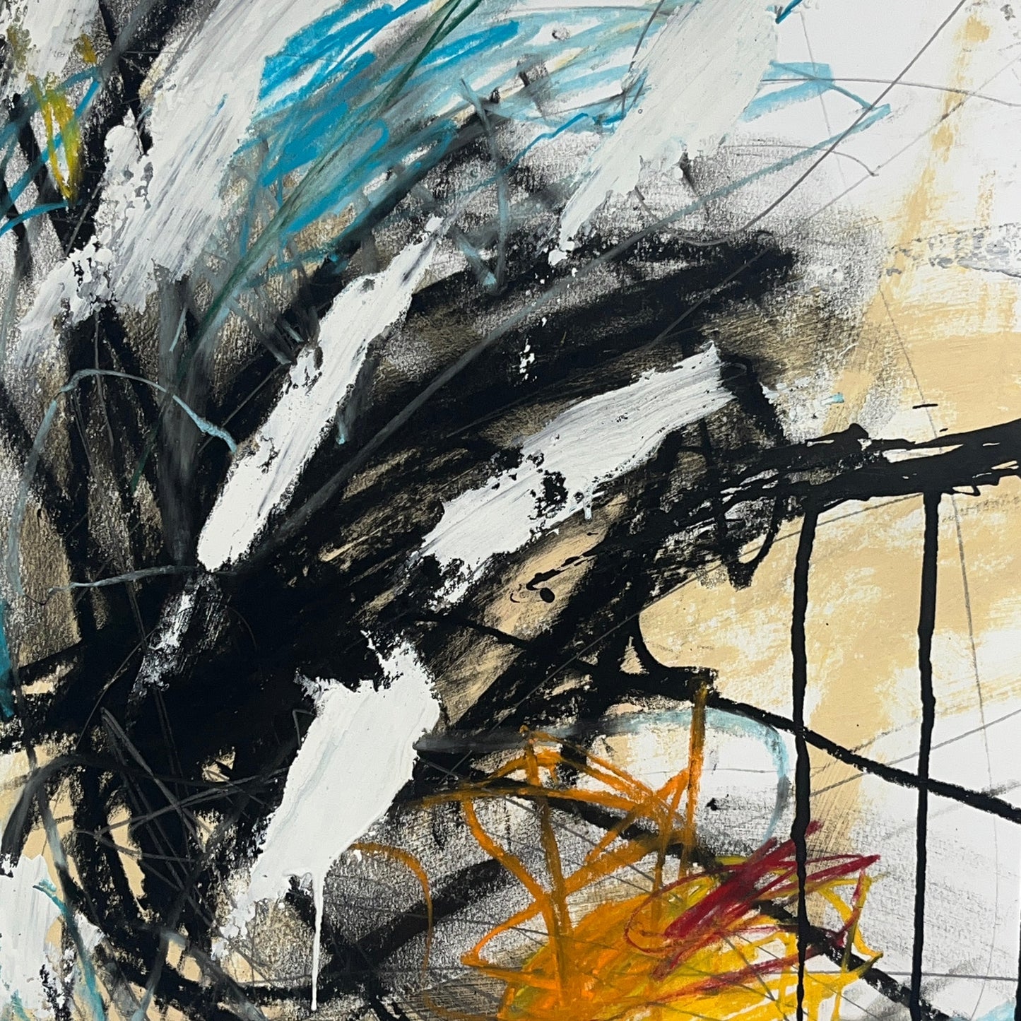 Original Mixed Media Abstract Modern Art Painting 18x24 "Affronté" Signed