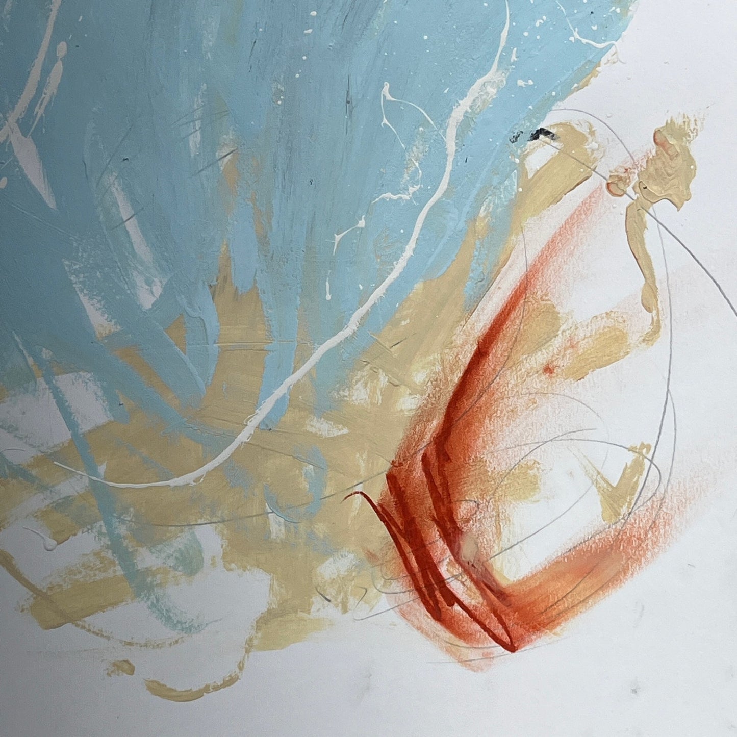 Original Mixed Media Abstract Modern Art Painting 18x24 "Miss Goodwin" Signed