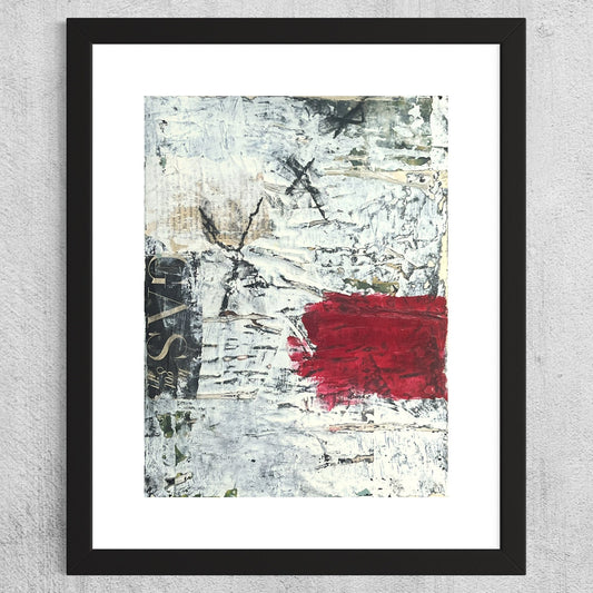 Original Grunge Minimalist Modern Art Collage Painting 8.5x11 "Behoof" Signed