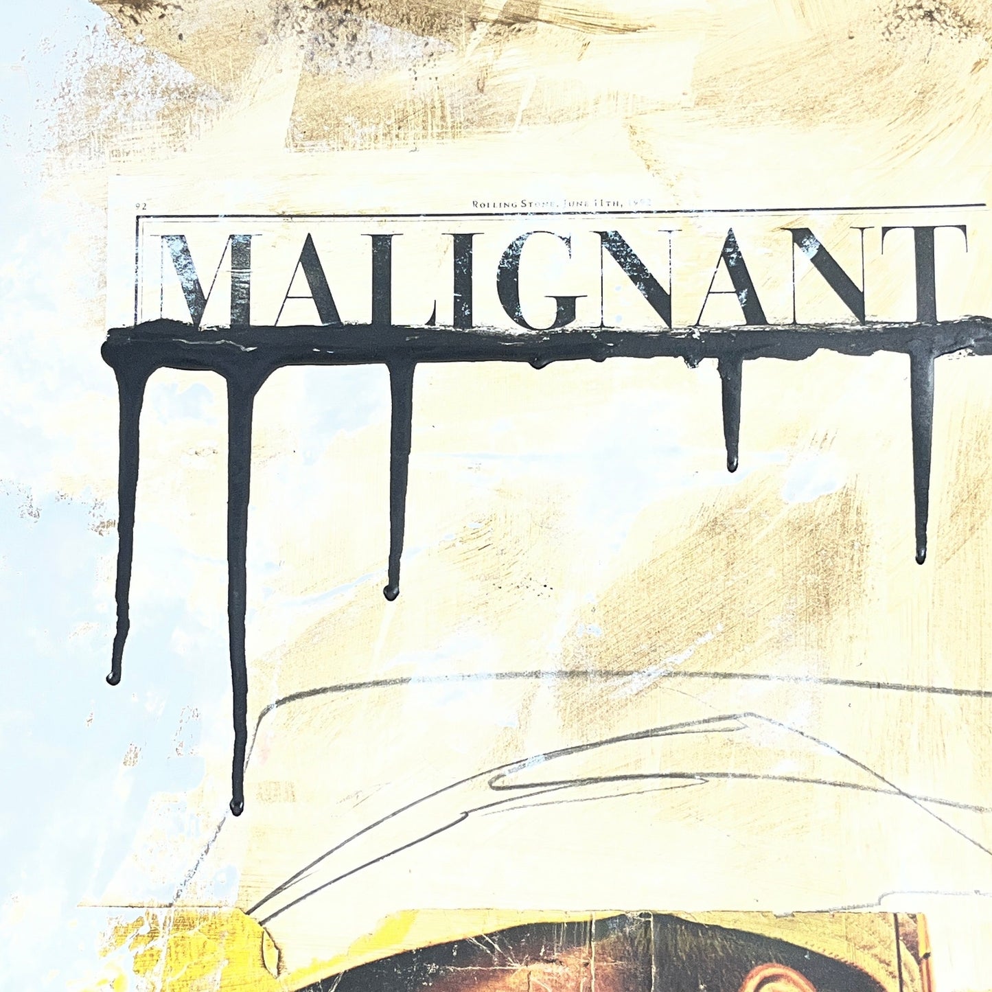 Original Mixed Media Abstract Modern Art Painting 24x36 "Malignant" Signed