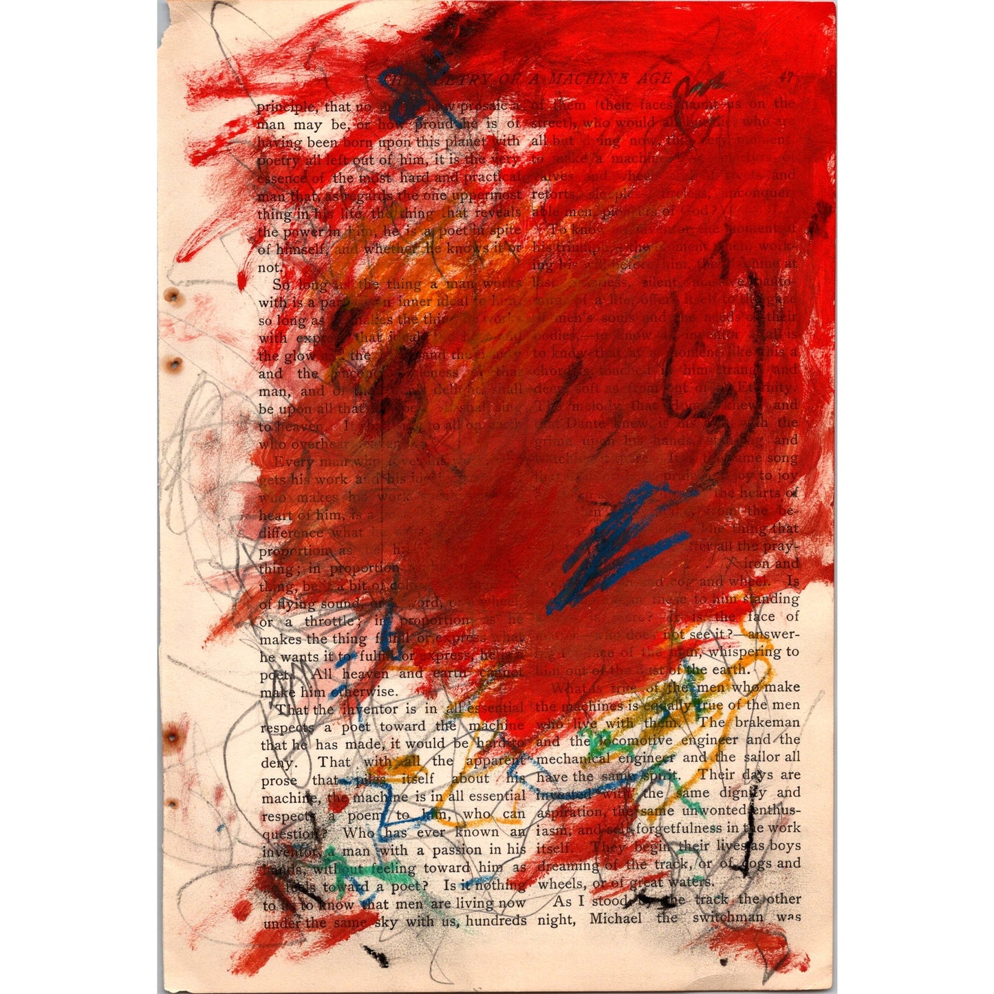 Original Abstract Modern Art Painting on Paper from 1902 Magazine #24 Signed