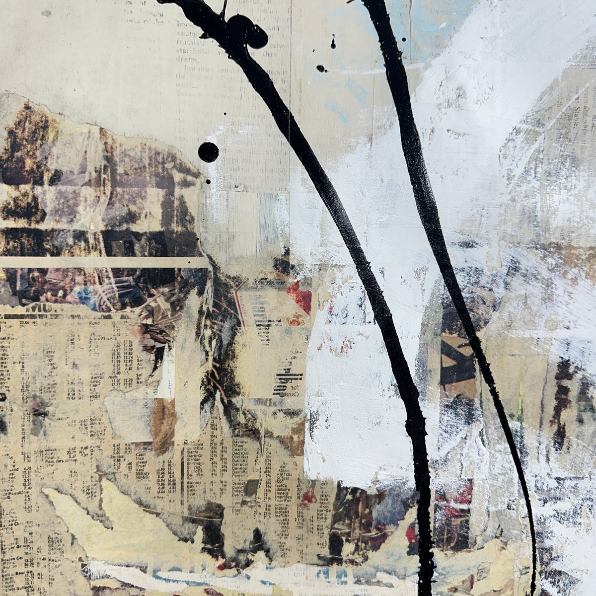 Original Mixed Media Modern Art Collage Painting 18x24 "Atactic" Signed