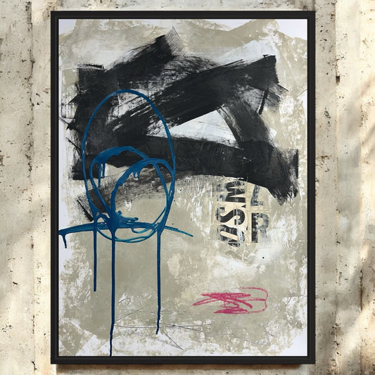 Original Mixed Media Abstract Modern Art Painting 18x24 "Socle" Signed