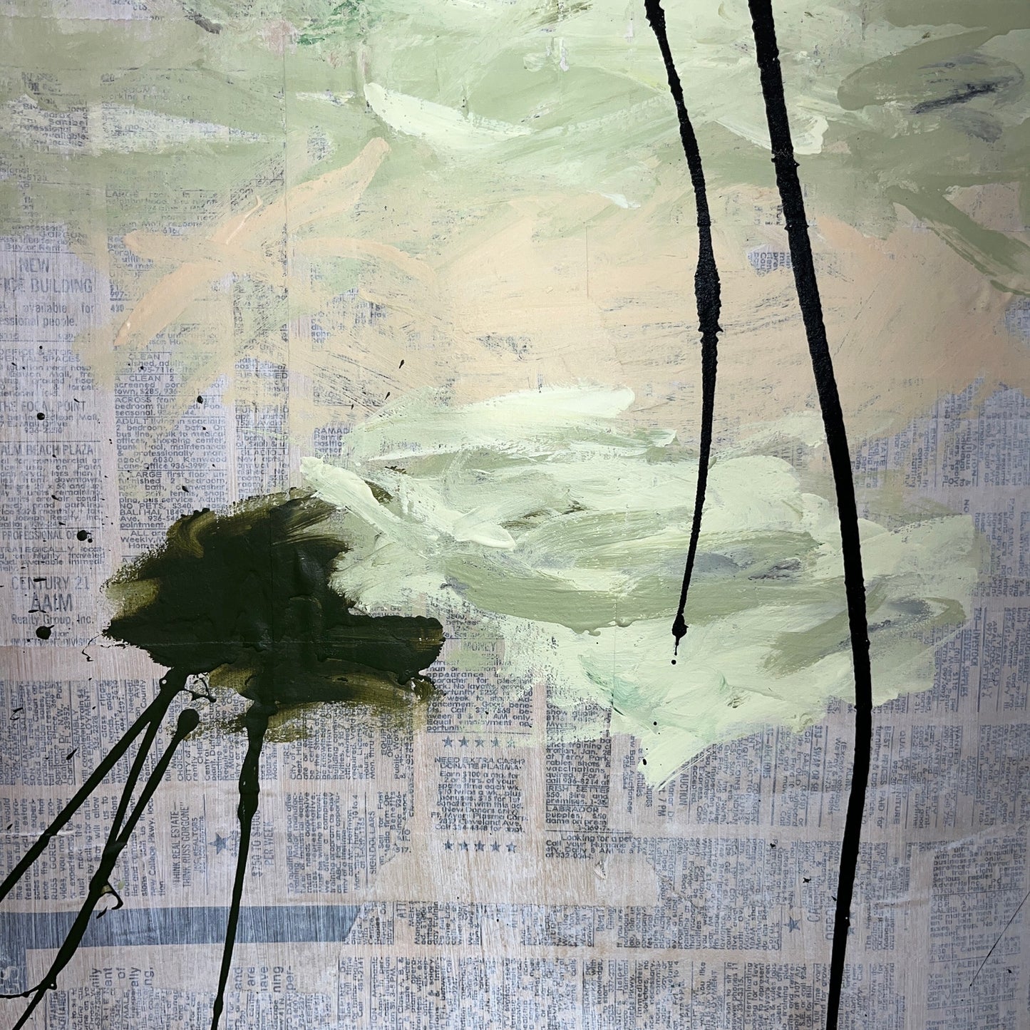 Original Mixed Media Abstract Modern Art Painting 18x24 "Stylobate" Signed