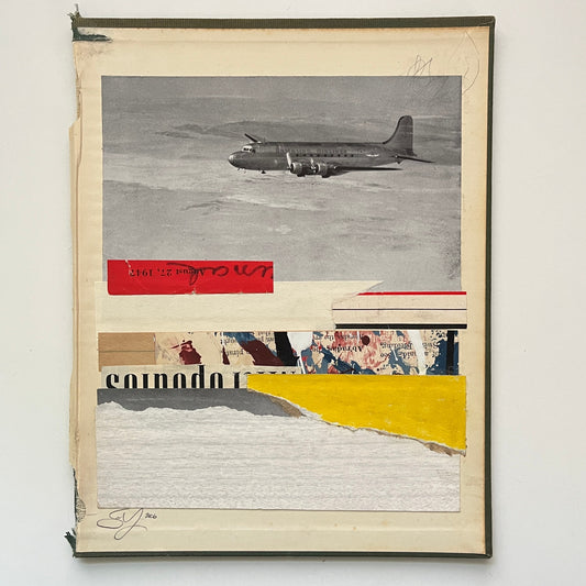 Original Mixed Media Modern Art Collage "Frieze" 8x10.25" Signed