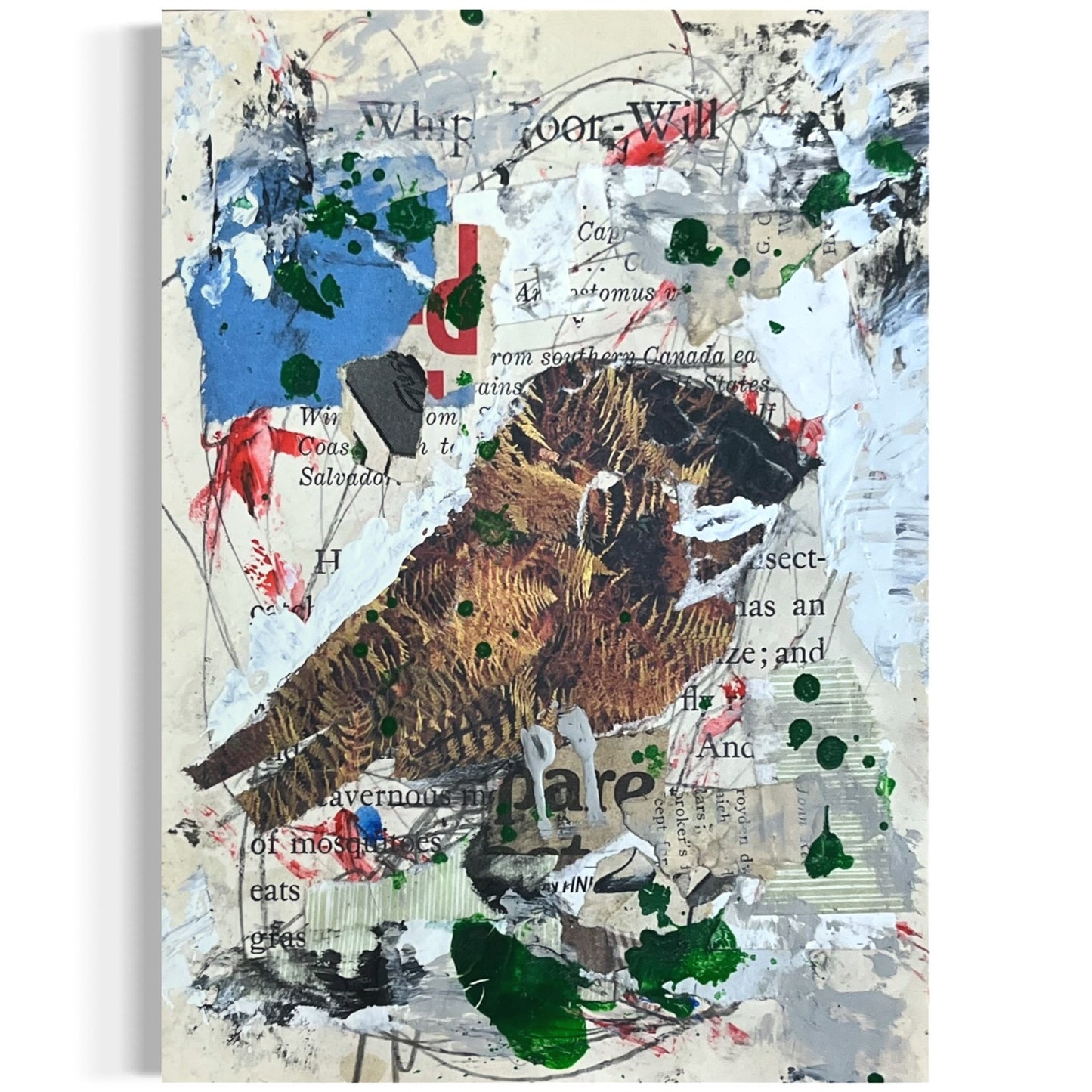 Original Abstract Modern Art Bird Painting "Whip-Poor-Will" Signed