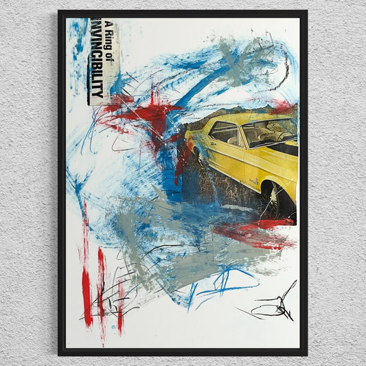 Original Abstract Art Painting 18x24 “A Ring of Invincibility 68 Yellow Mustang"