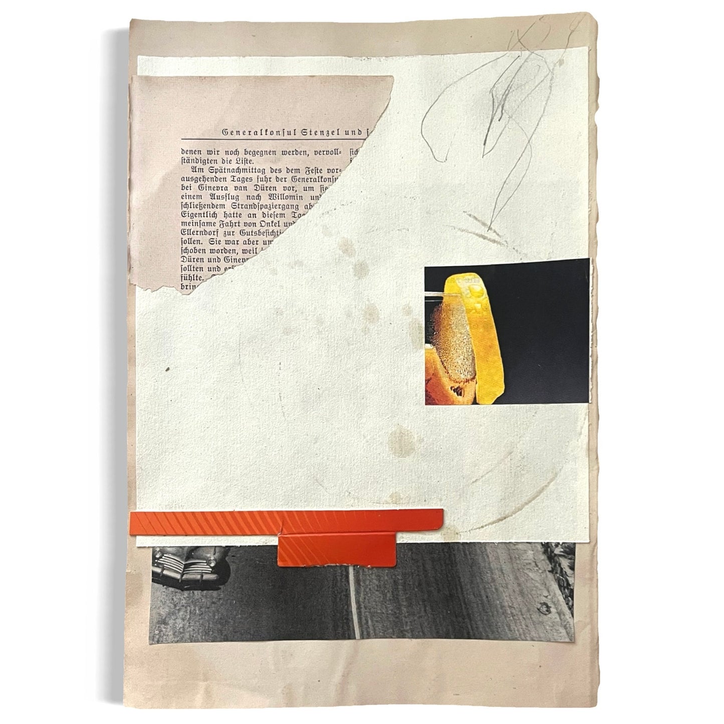 Original Mixed Media Modern Art Collage "Headsail" 7x10.25" Signed