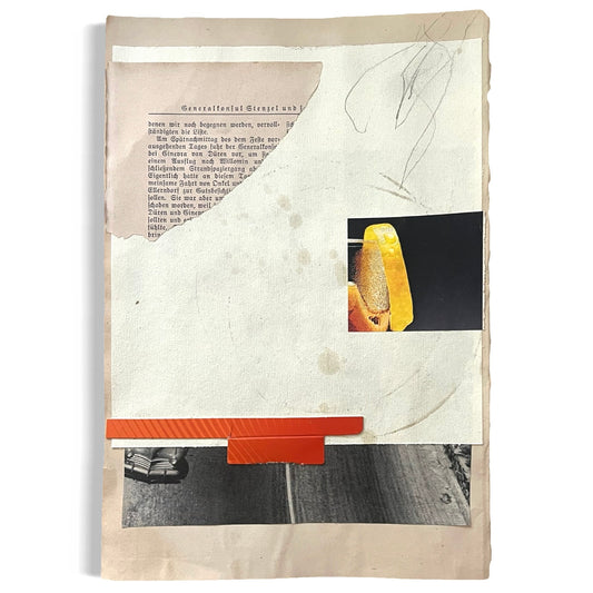 Original Mixed Media Modern Art Collage "Headsail" 7x10.25" Signed