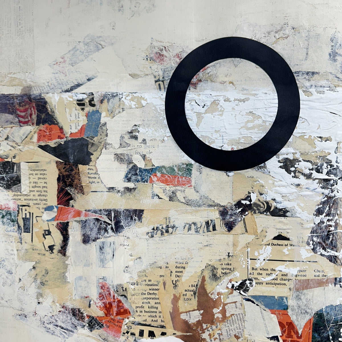 Original Mixed Media Modern Art Collage Painting 18x24 "Hemiolic" Signed