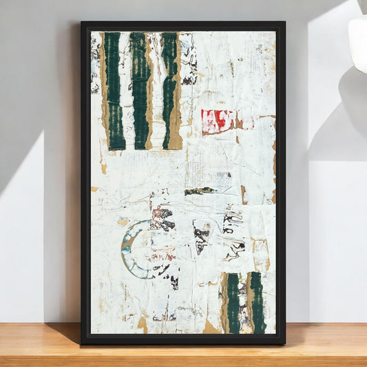 Original Framed Mixed Media Modern Art Collage Painting 12x18 "Cremaillere"