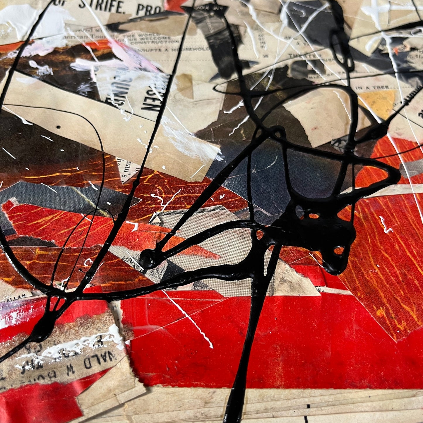 Original Mixed Media Abstract Art Collage 11x14 "1952 Dec 8 Life Magazine"