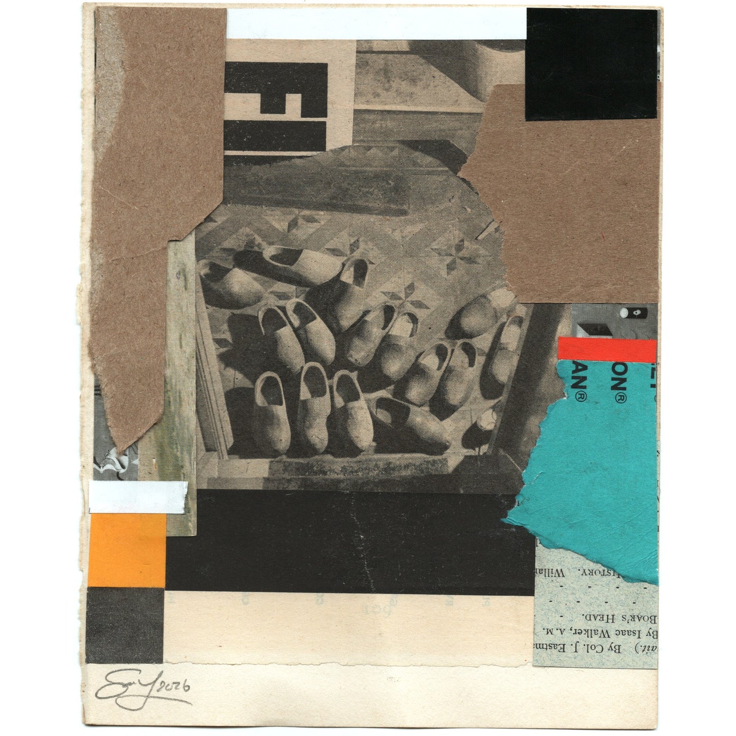 Original Mixed Media Modern Art Collage "Plash" 5.25x6.75" Signed