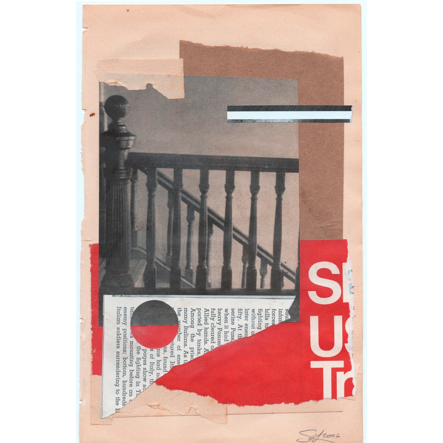 Original Mixed Media Modern Art Collage "Muricate" 5.75x9" Signed