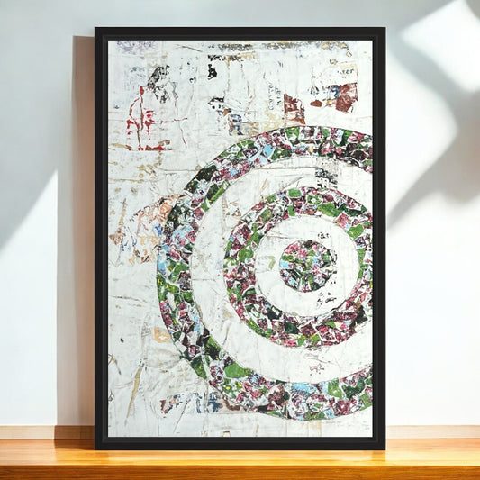 Original Framed Mixed Media Modern Art Collage Painting 12x18 "Pongee"