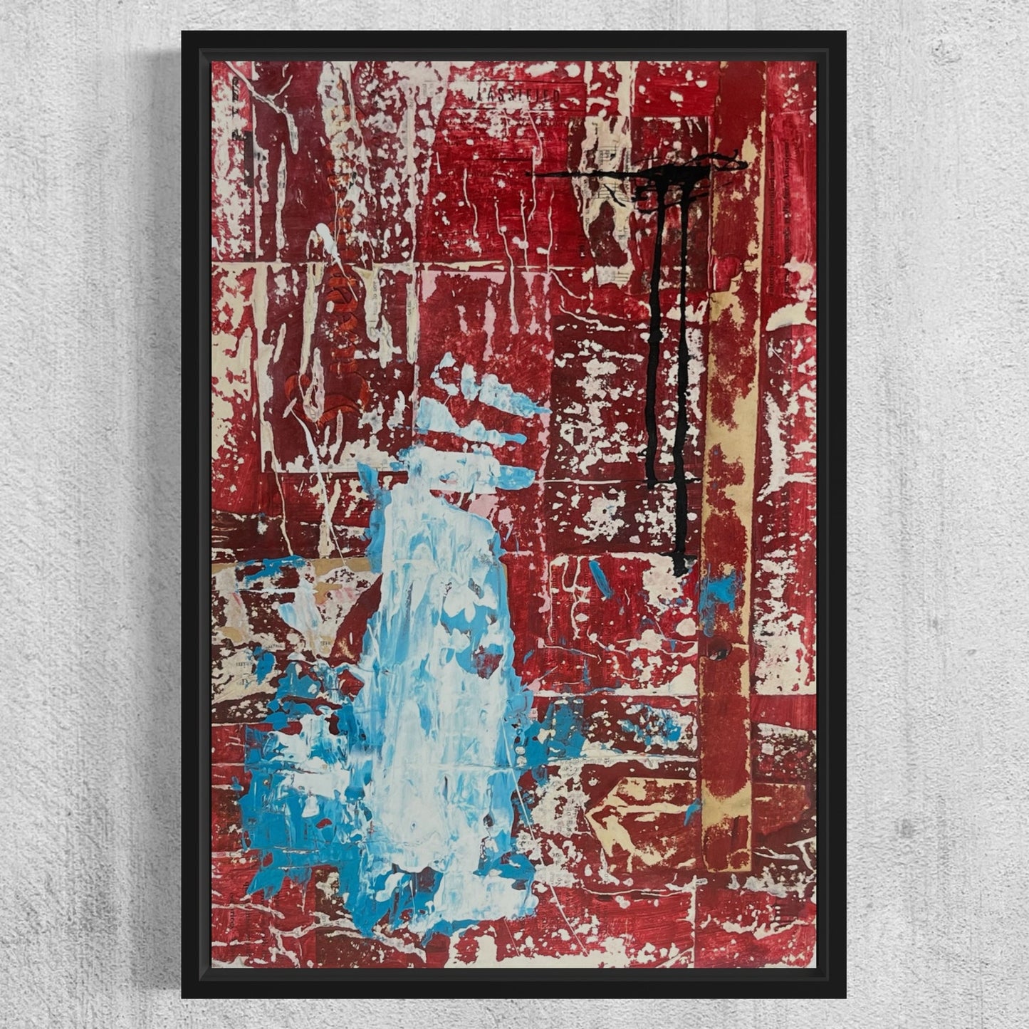 Original Framed Mixed Media Modern Art Collage Painting 12x18 "Arc"