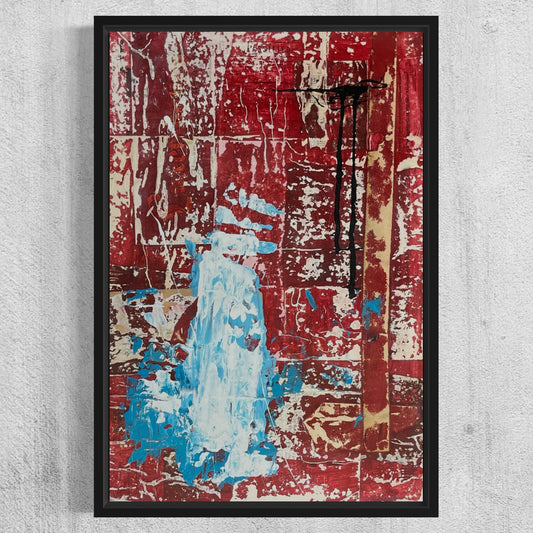 Original Framed Mixed Media Modern Art Collage Painting 12x18 "Arc"